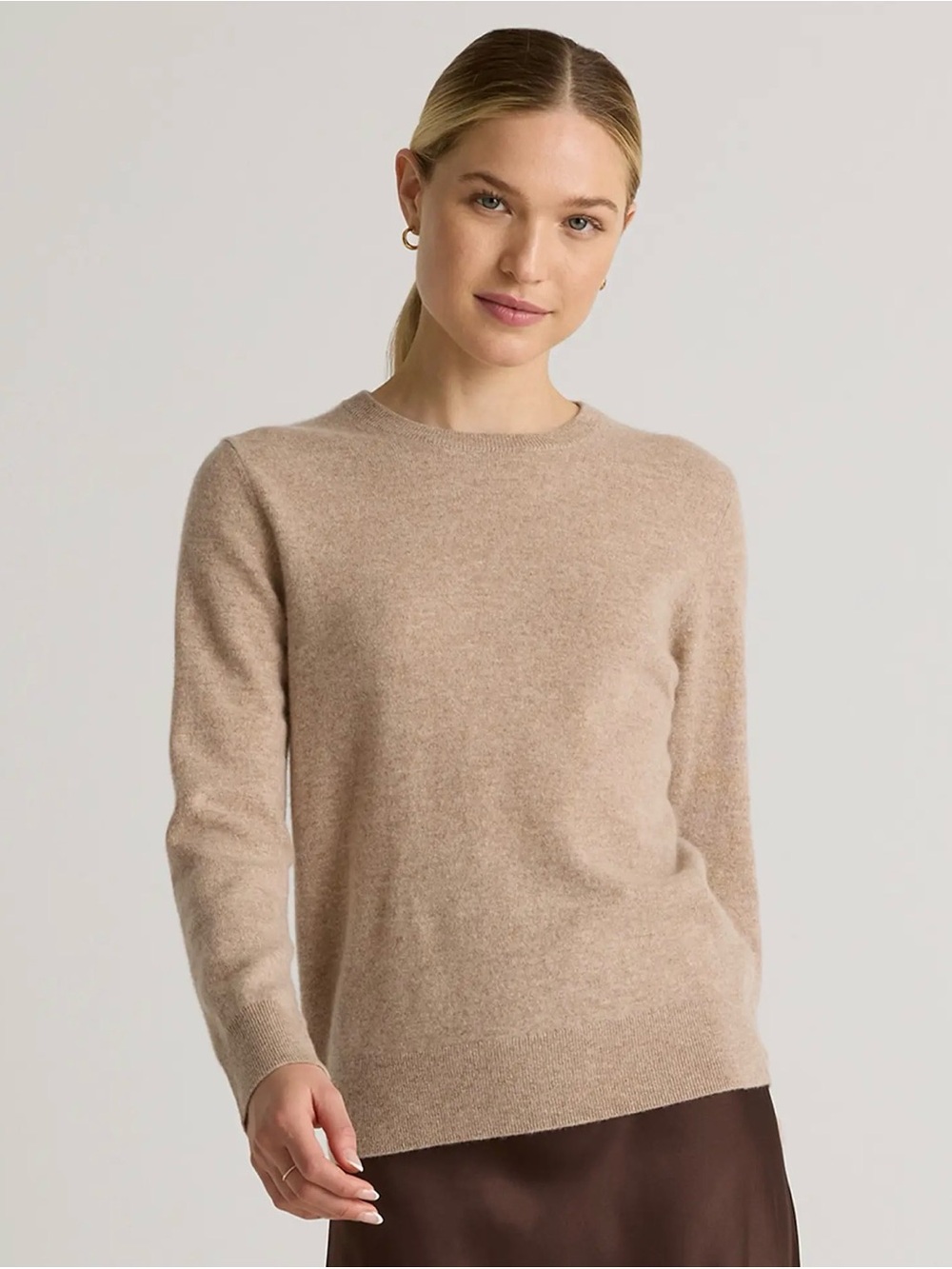 Quince Mongolian Cashmere Crewneck Sweater Oatmeal Large